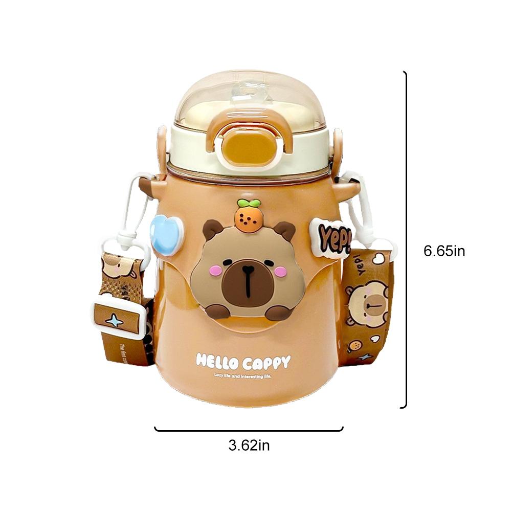 

Capybara Cartoon Water Bottle with Straw Portable Water Bottle 700ML Drink Tumbler for Men Women кофейный