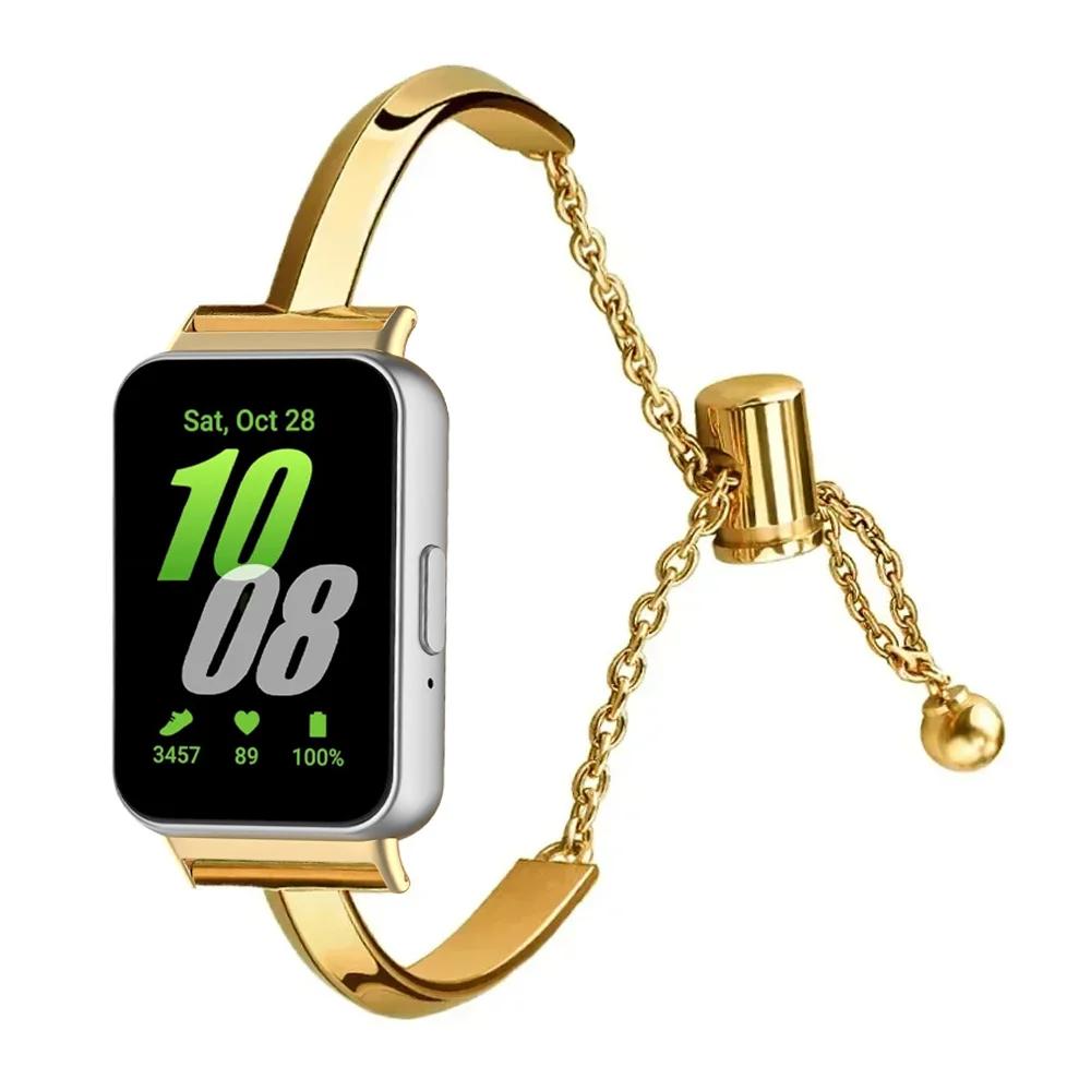 Neues Armband für Samsung Galaxy Fit 3 Damen Metall Edelstahl Smartwatch Zubehör Armband für Galaxy Watch Fit 3 Armband