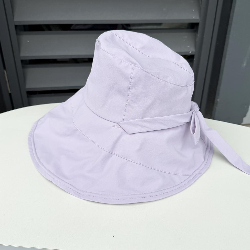 New Dongdaemun ins spring and summer sunshade quick-drying hat strap bow bucket hat casual sunscreen basin hat