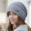 Knitted headgear autumn and winter fashion loose big head circumference confinement hat fleece hat women's pile hat