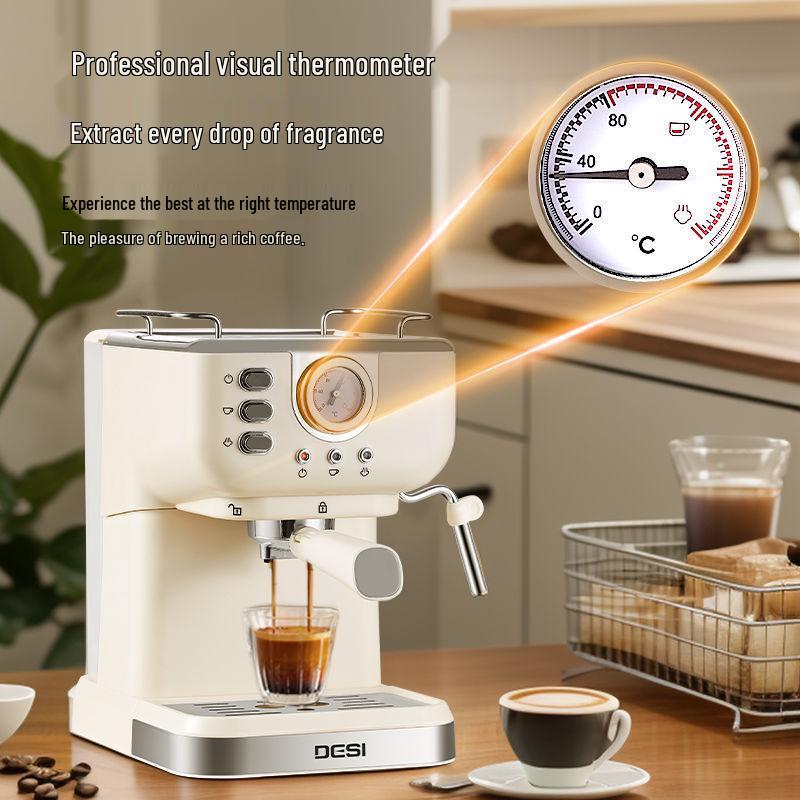 Halbautomatische Espressomaschine im Retro-Stil mit Ein-Knopf-Milchaufschäumung
