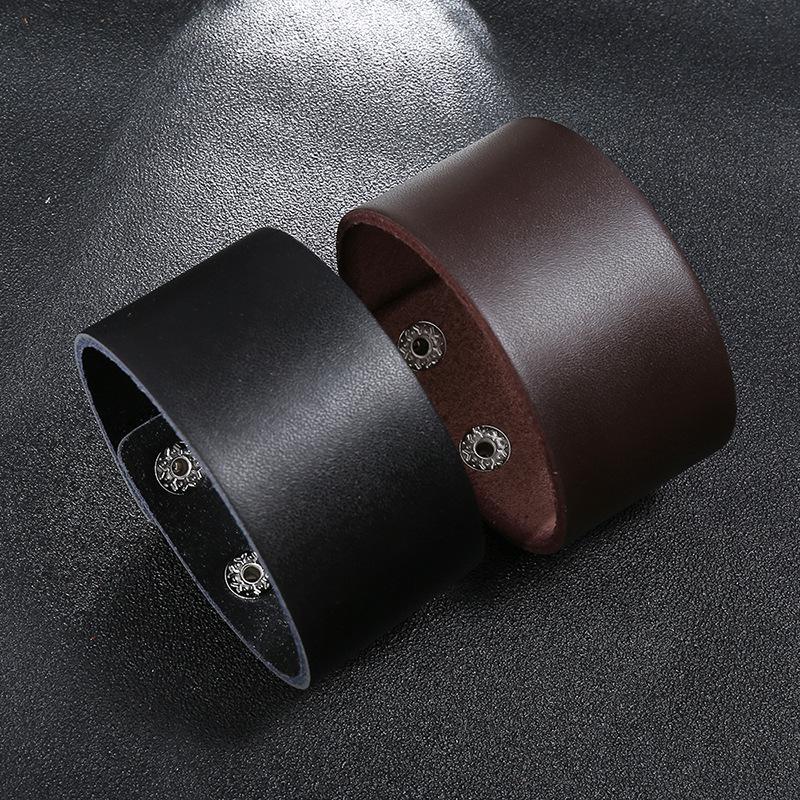 Moda Punk Vintage Braccialetti Lunghezza Regolabile Semplicità Braccialetto Polso Largo Vera Pelle Braccialetti Per Donne Uomini Gioielli