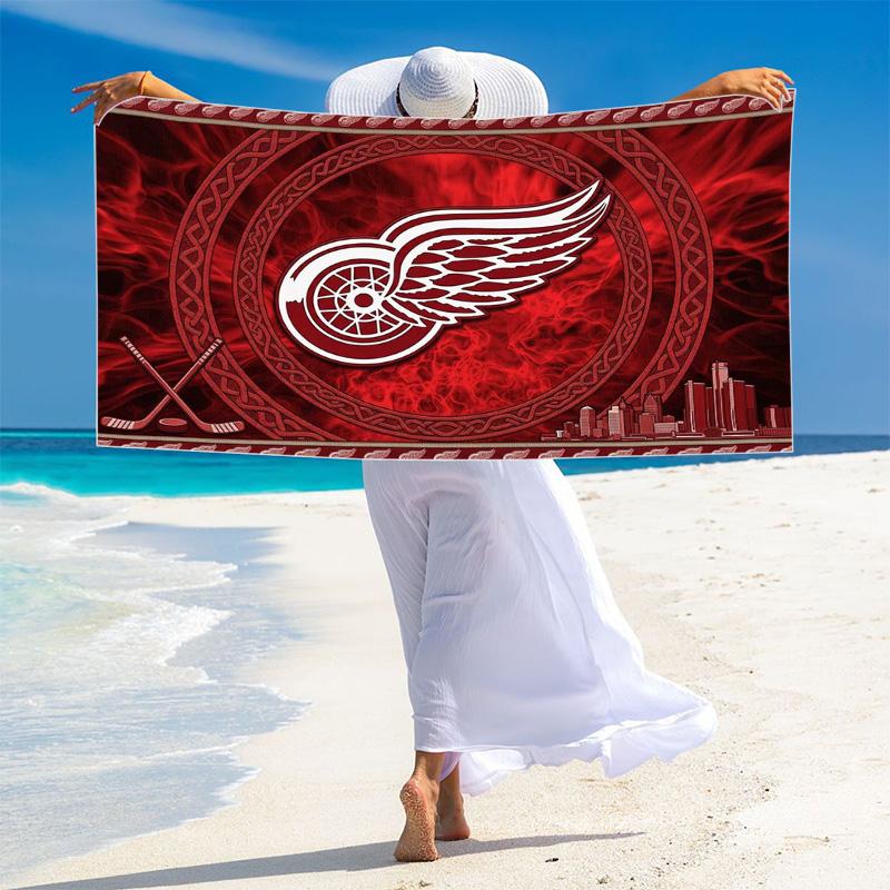 Detroit Red Wings Print Beach Towel, Large Soft Quick Dry Towel for Beach Camping Swimming