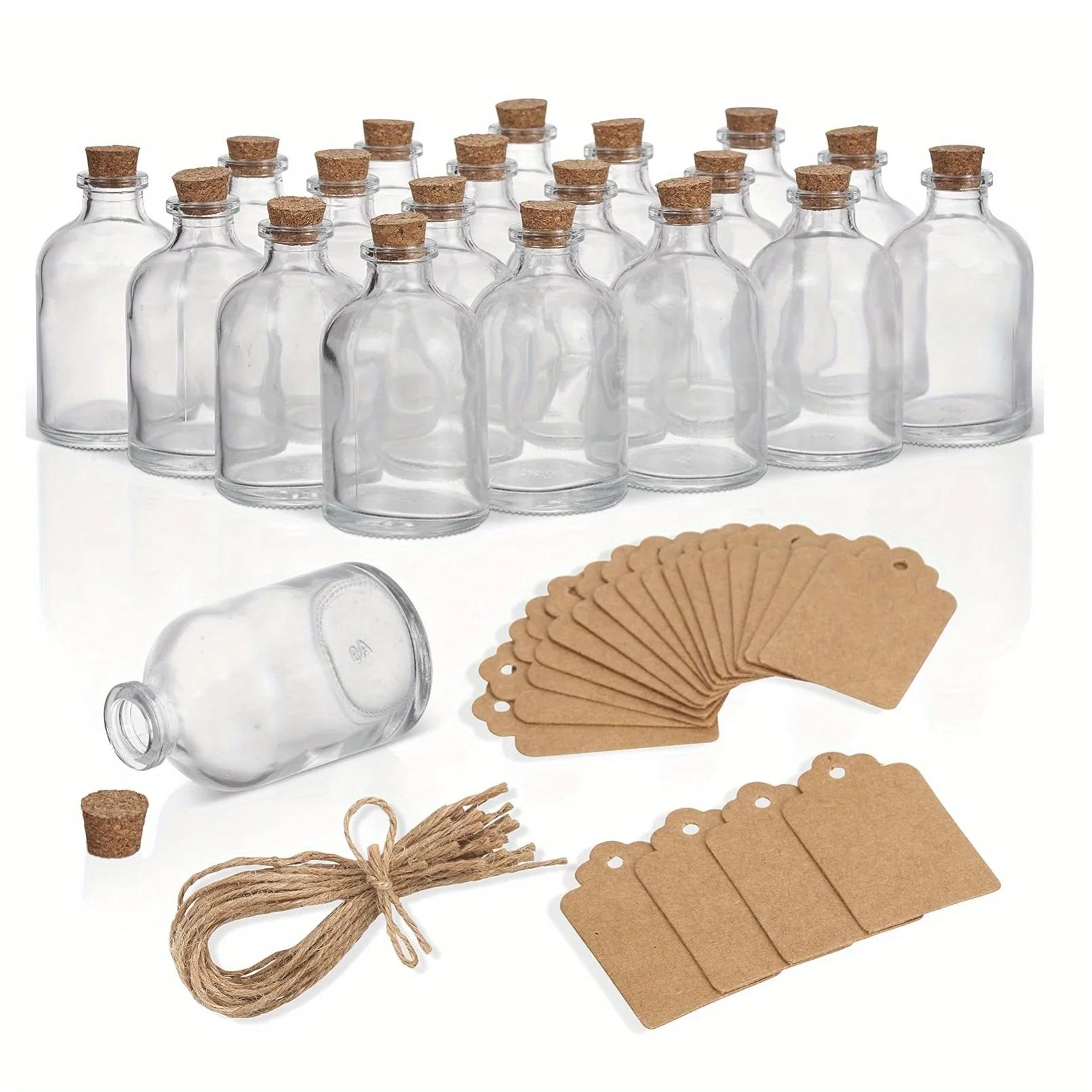 

12Set Mini Glass Bottles with Cork Twine Card Wish Bottle Decorative Hanging Jars for Wedding Decor Vials