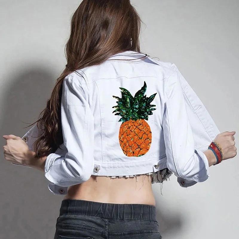 1Pc DIY Decoration Patches Fruit Pineapple Embroidered Patch Iron On Sew Applique Cute Cartoon Patch Fabric Clothes Shoes Bags