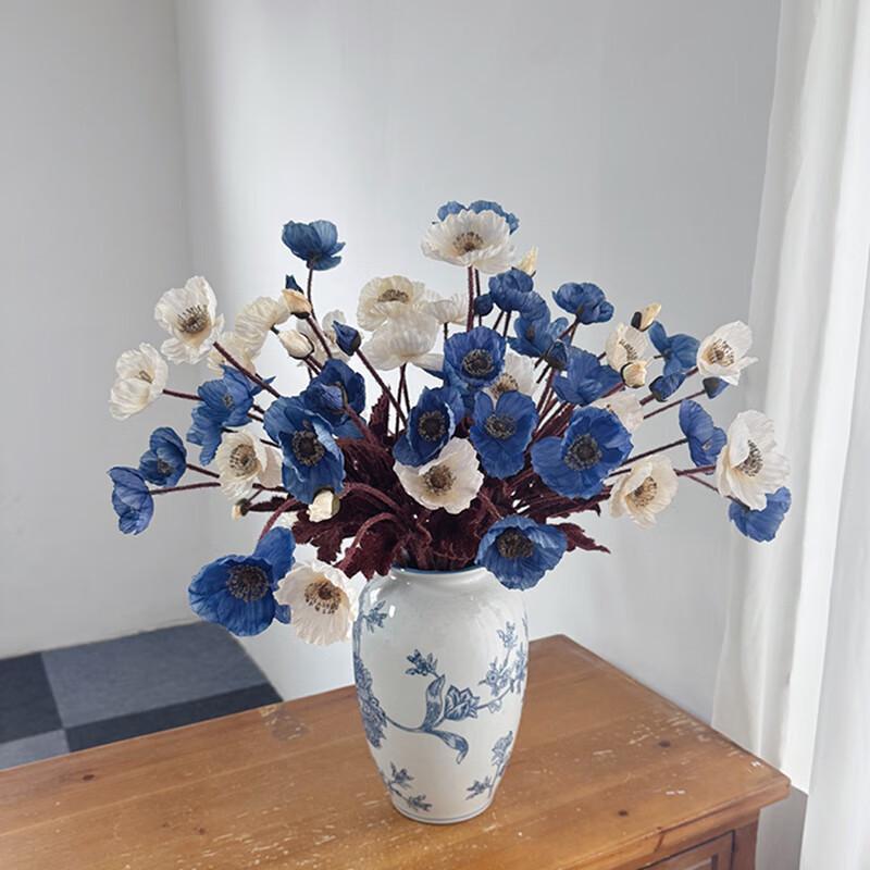 Wu Li Höst Flockad Vallmo Konstgjorda Blommor (5 st)