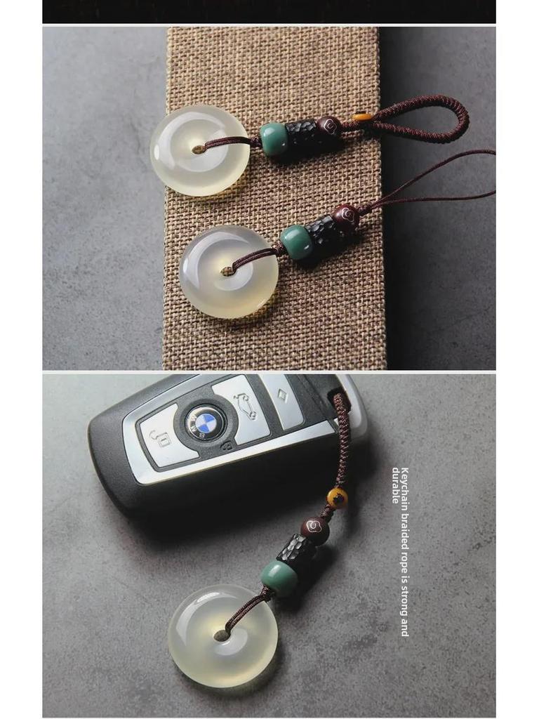 Naturlig Isagat Kalcedon Fredsspänne Hänge Nyckelring - Unisex Accessoar i Antik Stil