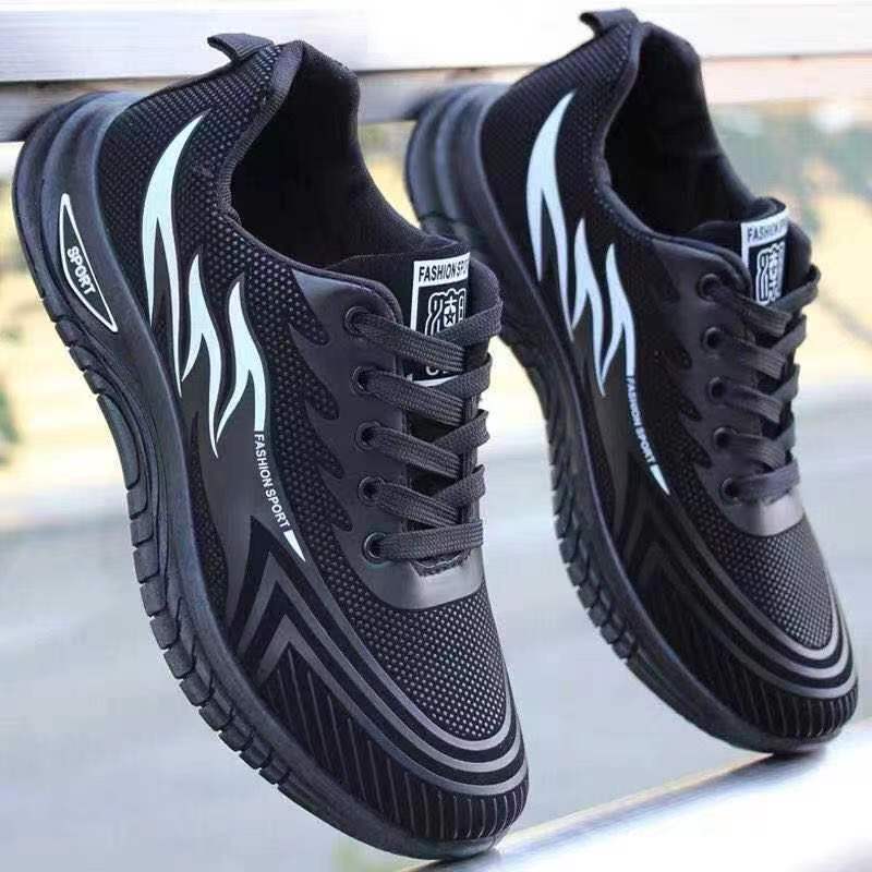 Men's new spring and autumn non-slip and deodorant soft sole black leather lace-up sneakers men's casual shoes