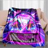 1PC Custom Name Neon Lights Music Flannel Blanket Versatile, All-season Throw Suitable for the Living Room, Bedroom, Camping, Travel, and Gift