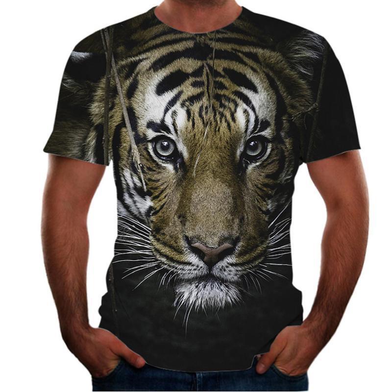 Animal Tiger 3D T-shirt Men's Lion Short Sleeved Men's Quick Drying T-shirt