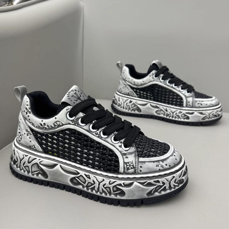 Little white shoes men's new drop plastic woven mesh breathable casual shoes fashion versatile board shoes trendy sports shoes