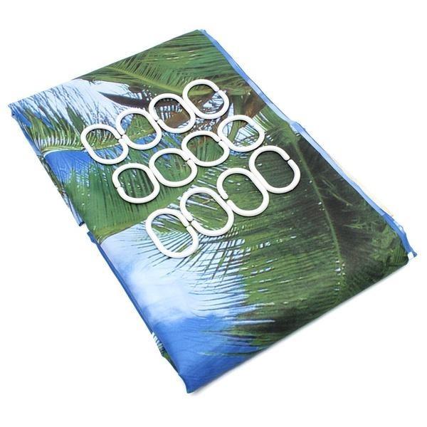 Beach 18x18m Hawaii Coconut Printed Bathroom Waterproof Polyester  Thicken Curtain Shower