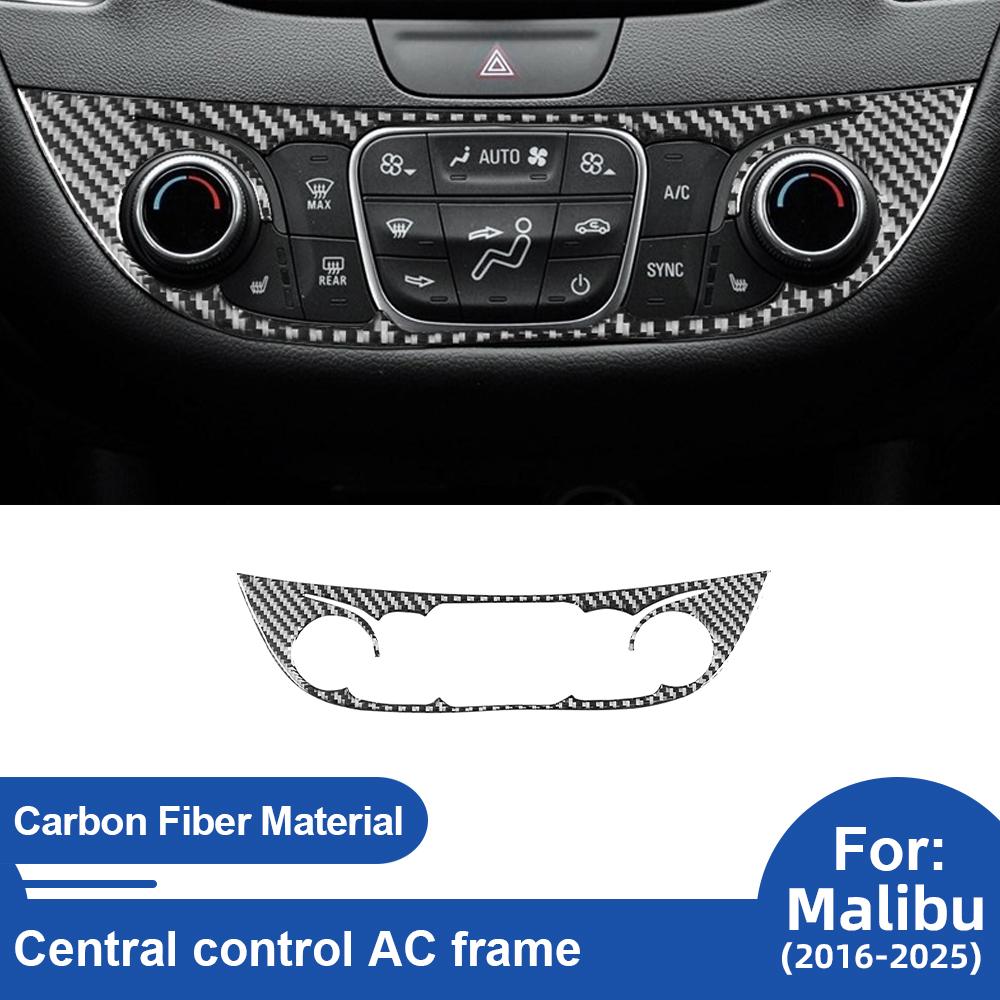 For Chevrolet Malibu 2016-2025 LHD Center Console AC Frame Black Carbon Fiber Trim Cover Interior Accessories Upgrade Kit