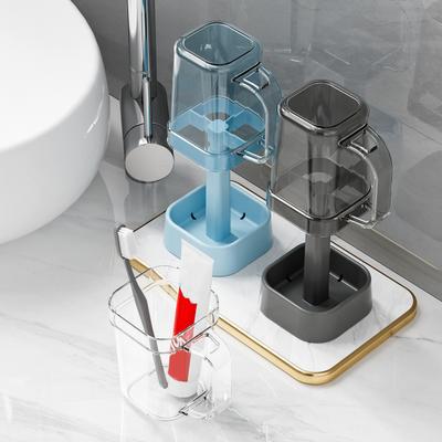 Bathroom Toothbrush Stand with Stable Base Height Adjustable Multi-Function 3 Slots Electric Toothbrush Stand Mouthwash Cup Holder