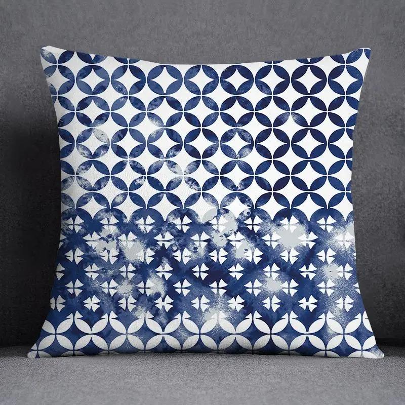 

Наволочка с геометрическим узором синего и желтого цвета для автомобиля, украшения для офиса, гостиной, дивана, дома 60x60cm