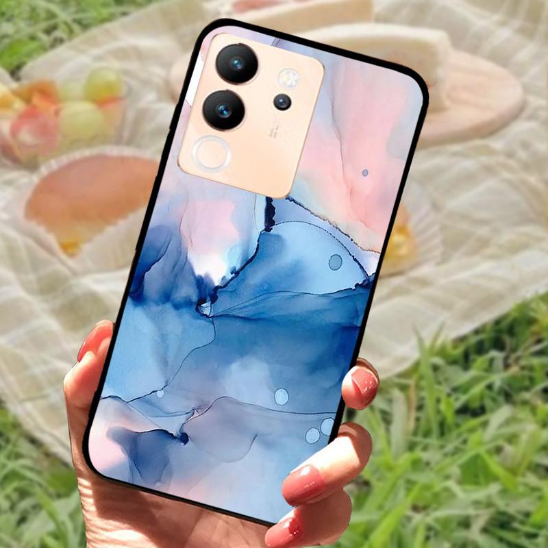 For Vivo V30 Lite Case Cover Silicone Soft Marble Black Bumper Funda Coque for vivo V2314 V30 Lite 5G Full Protective V30Lite