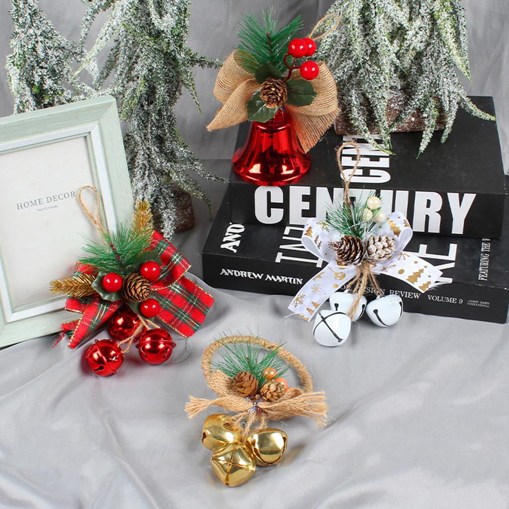 Cloches de Noël 2023 Pendentif Nœud Papillon Ornements en Métal Peint Décorations pour la Maison pour Voiture Décoration d'Arbre de Noël Cadeau du Nouvel An