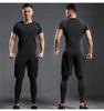 Men's Fleece-Lined Breathable Fitness Set: Warm Base Layer Tights & Long Sleeve Shirt for Running/Basketball