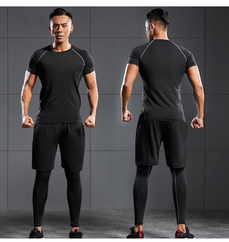Men's Fleece-Lined Breathable Fitness Set: Warm Base Layer Tights & Long Sleeve Shirt for Running/Basketball