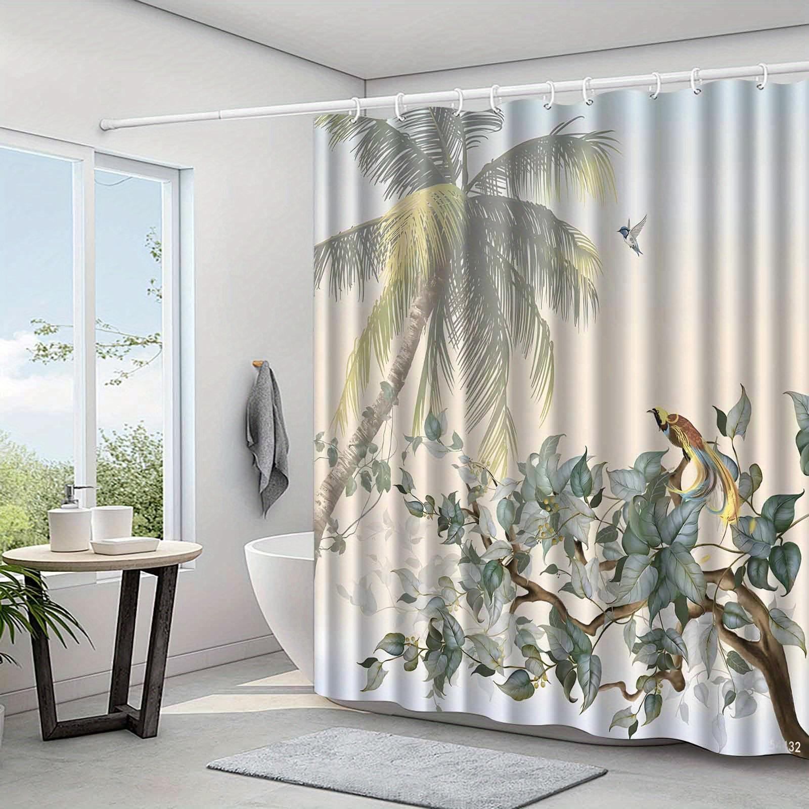 

1Pc Tropical Rainforest Coconut Tree Pattern Shower Curtain, High End Elegant Bathroom Curtain, Bathroom Decoration Pattern W60H190(CM)-1 Pcs