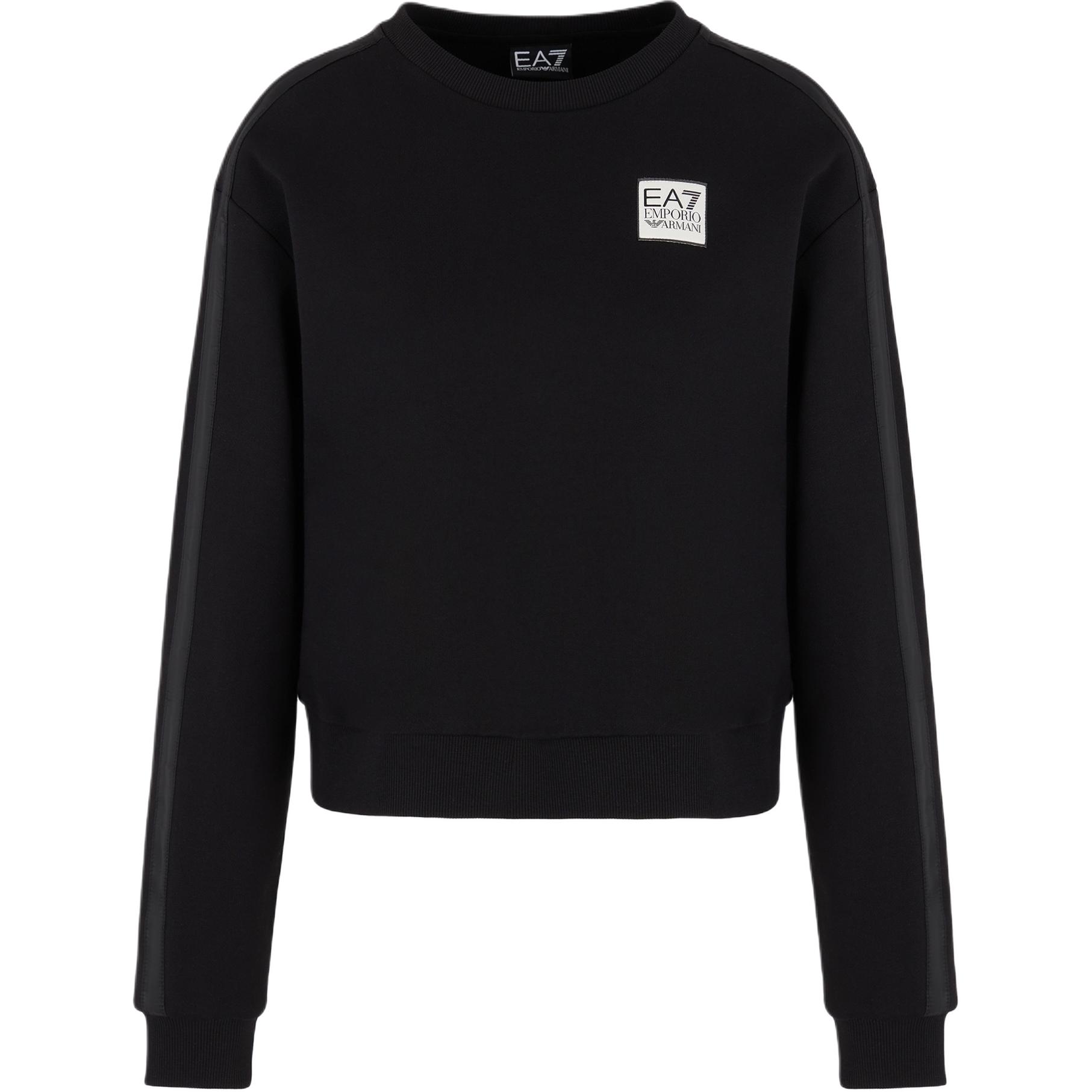 Emporio Armani Ea7 Fw24 Solid Color Short Sleeve Round Neck Logo Sweatshirt Women sweatshirt Black 6DTM31-TJZUZ-1200 L 20300₽