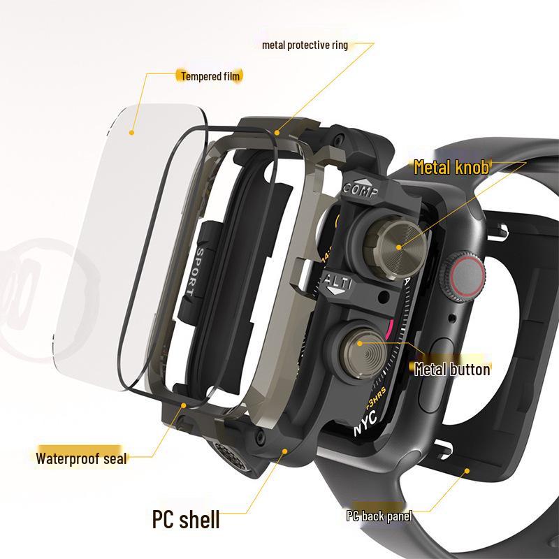 Waterproof Metal Protective Case for Apple Watch S11 with Integrated Screen Film