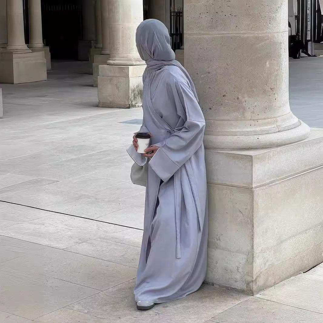 

2025 весна и лето новая женская одежда однотонный халат вечернее платье XXL светло-синий