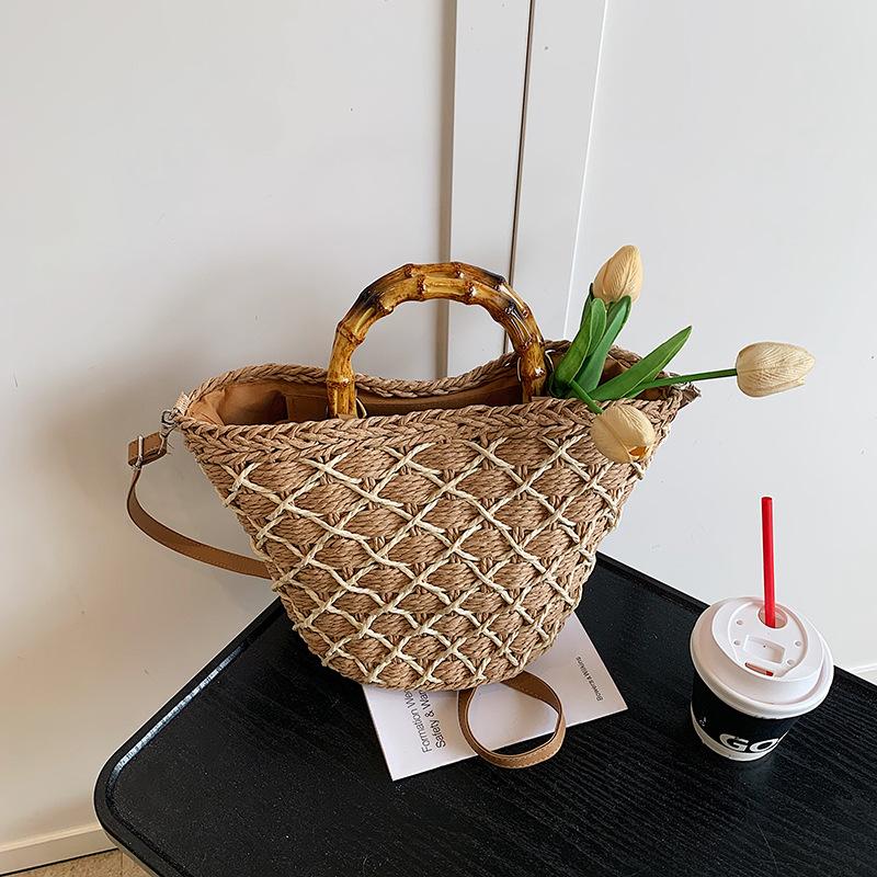 

Летняя популярная ручная соломенная сумка женская новая высококлассная модная плетеная сумка через плечо сумка-мессенджер хаки