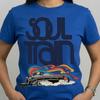 Soul Train T-Shirt Royal Blue | Vintage 70s Funk Disco Glitter Train Graphic Tee