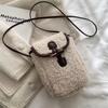 New Women's Plush Lamb Wool Crossbody Bag - Cute, Fashionable, Versatile, and Popular Phone Bag.