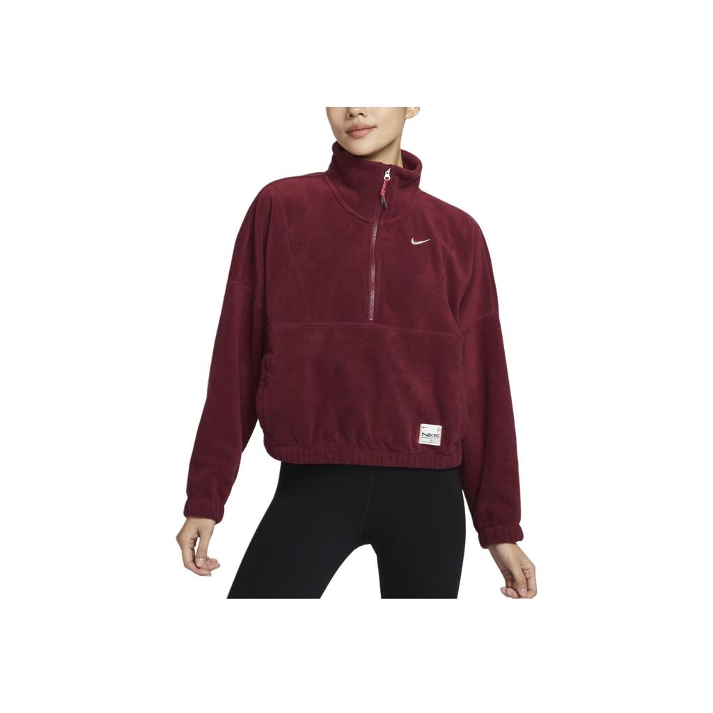 New Nike POLAR ONE TF HZ TOP Sweatshirt Women's Burgundy HV8465-677
