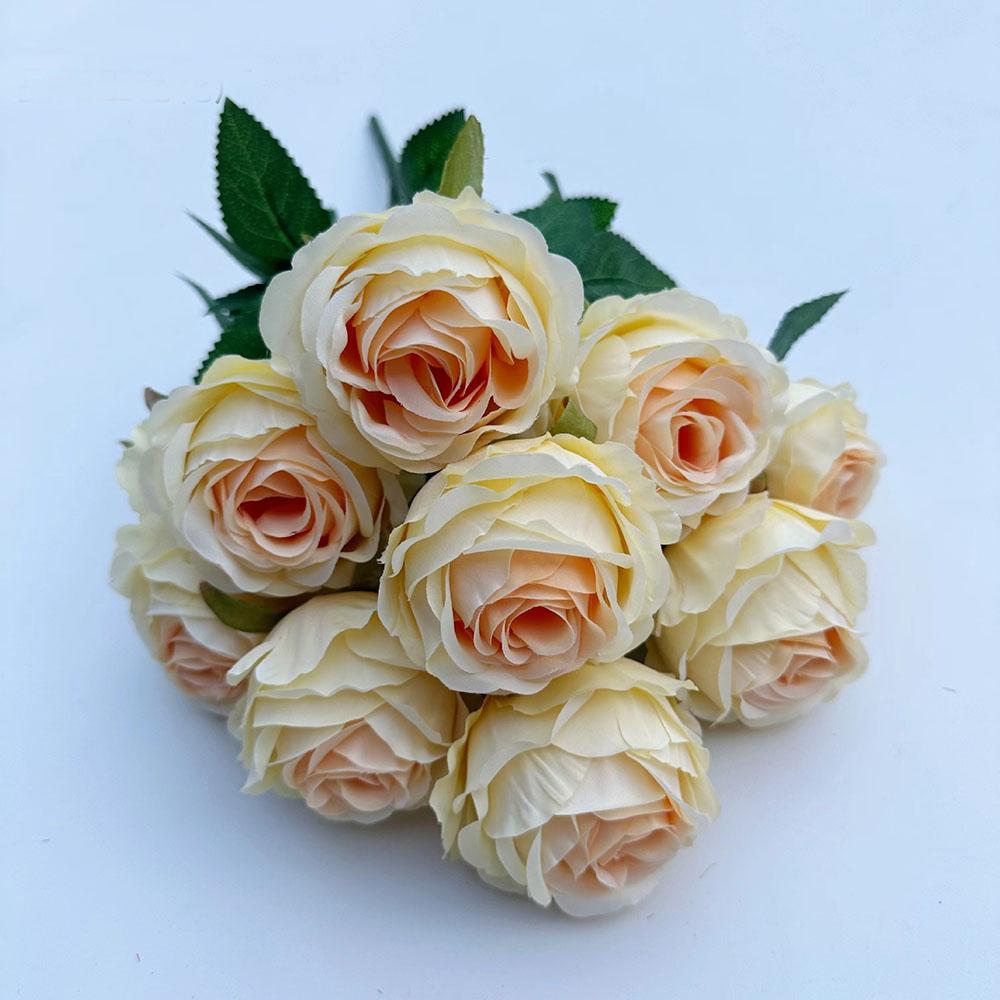 9 Forks Silk Rose Artificial Flower Bouquet For Wedding,Home Decor,Valentine's Day Gift, Room Table Decor,Scenery Decor