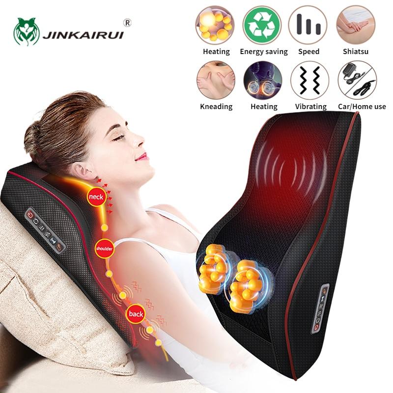 

Jinkairui Newest 3 in 1 Massage Pillow Home Car Duel Use Neck Back Shoulder Waist Body Massager Portable Best Gift Relief