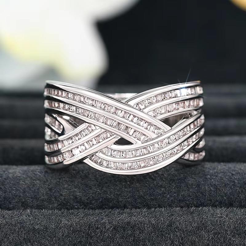 

Huitan New Trendy Cross Design Rings Female Brilliant Shiny Cubic Zirconia Finger Accessories Delicate Chic Women Party 10