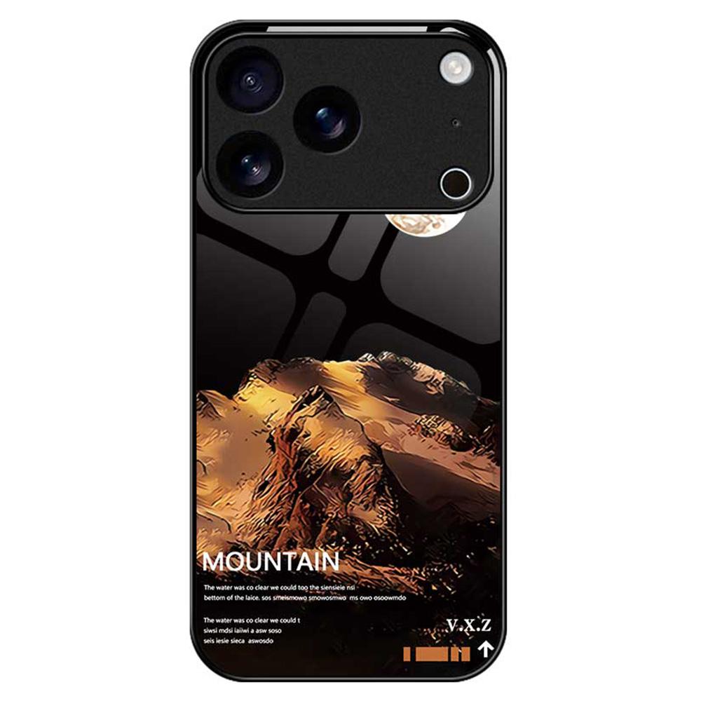 For iPhone 17 Pro Max Case Anti Drop TPU PC Tempered Glass Pattern Printing Phone Back Cover