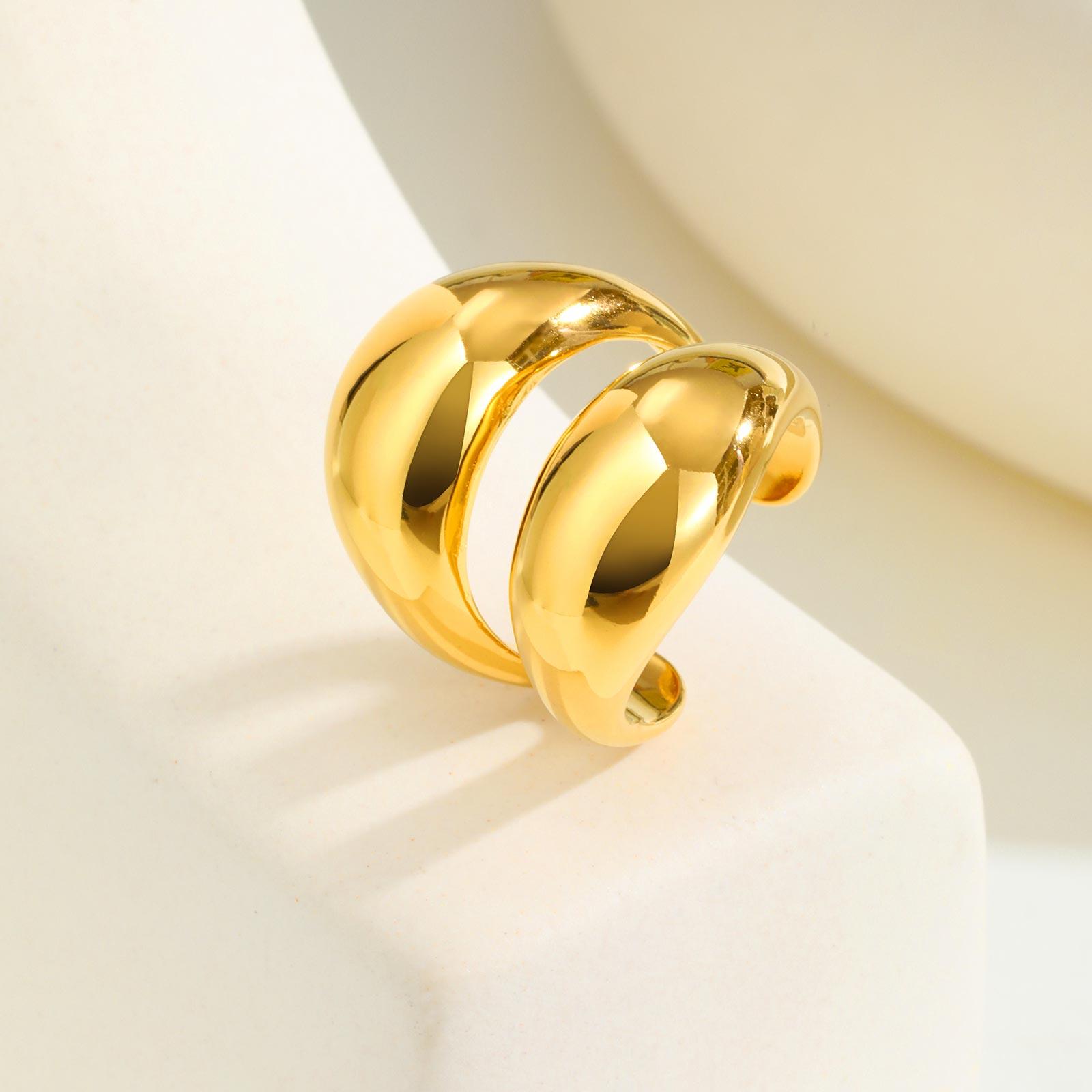 

Double-layer Curved Opening Ring for Women,Gold Color Stainless Steel High Quality Rings,Fashion Jewelry Gifts 6
