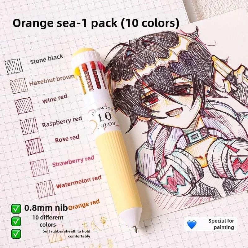 LANGUO 146/10 Colors Ballpoint Pen 0.8mm Cartoon Soft Grip Press for Drawing Multicolor Writing Pen Office School Supplies