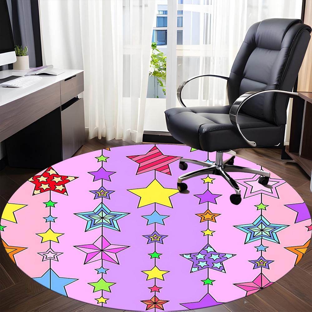1pc Star PatternChair Carpet for Office, Indoor Non-Slip Washable Polyester Fiber Carpet, Mat For Office, Machine Washable