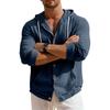Men's Cotton Linen Hooded Long Sleeve Casual Shirt Loose Fit Breathable Beach Cover Up
