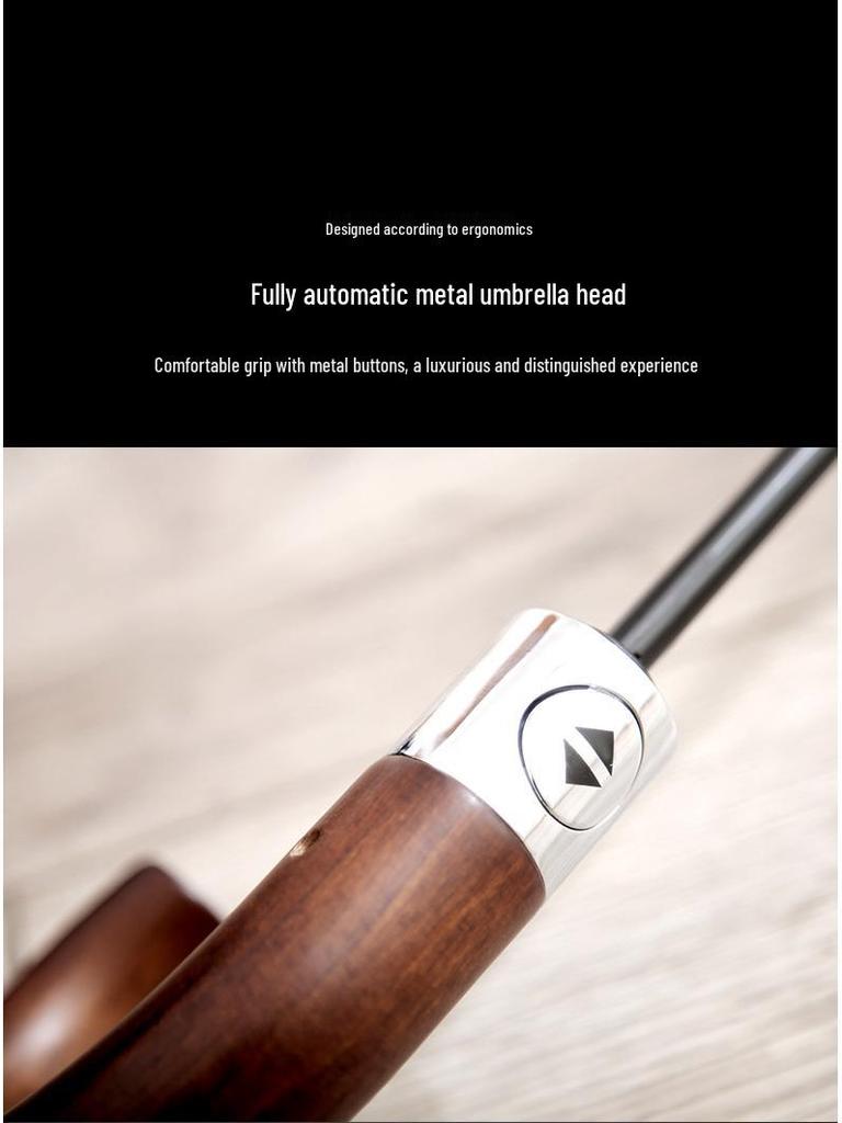 PALONY Solid Wood Handle Windproof Men's Umbrella - Extra Large, Automatic, Sun & Rain Protection, Three-Fold Design
