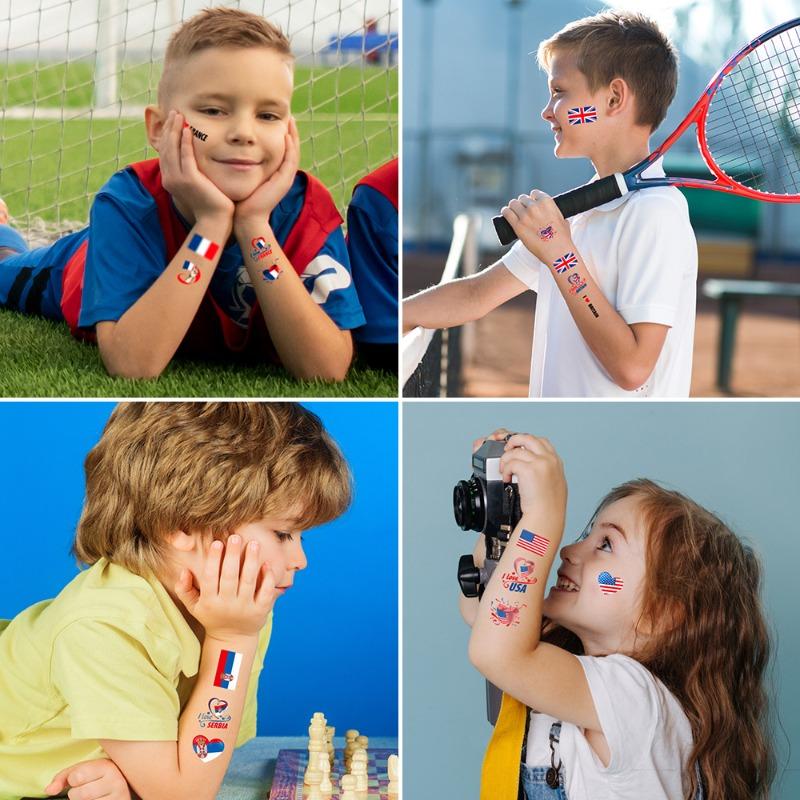 2026 Fußballflagge Temporäre Tattoos für Sportfans Patriotische Gesichtsaufkleber Party Event Nationalstolz Kinder Erwachsene Spaß