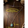 Bohemian Floral Border Artificial Turquoise Pendant, Antique Silver Versatile Casual Necklace