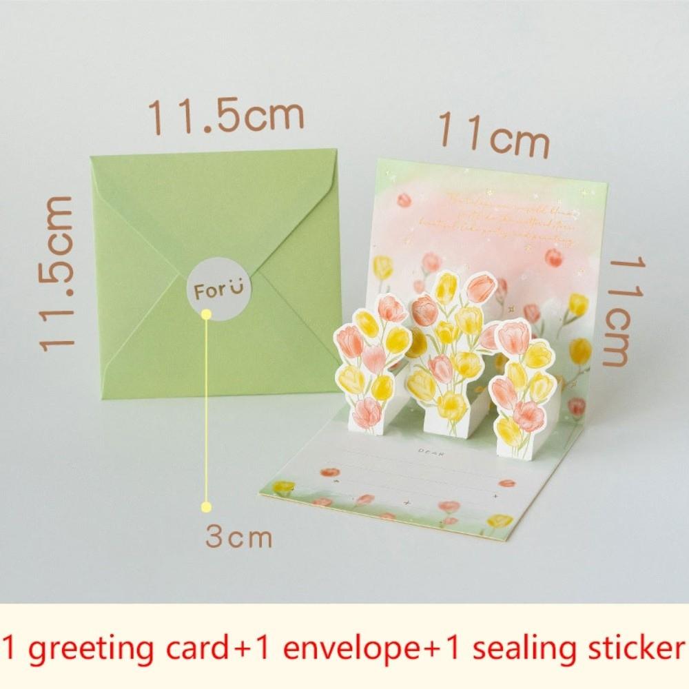 Surprised Pop Up Love 3D Greeting Card with Envelope Flower Valentine's Day Card Rose Greeting Card Happy Birthday