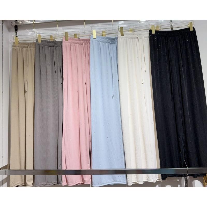 

Spring and Autumn Sparkling Ice Pants Fashion Loose Casual Pants Women s High Waist Skinny Elastic Waist Straight Wrap Floor Pants one size fits all чёрный