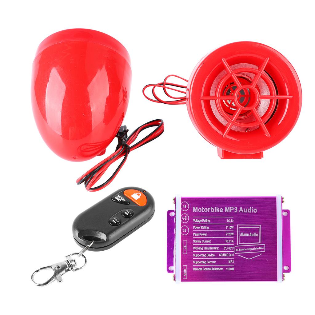 Motorcycle Alarm Speakers Anti Theft Sound Radio MP3 Player Waterproof FM Radio Usb Bluetooth Speaker Amplifier System