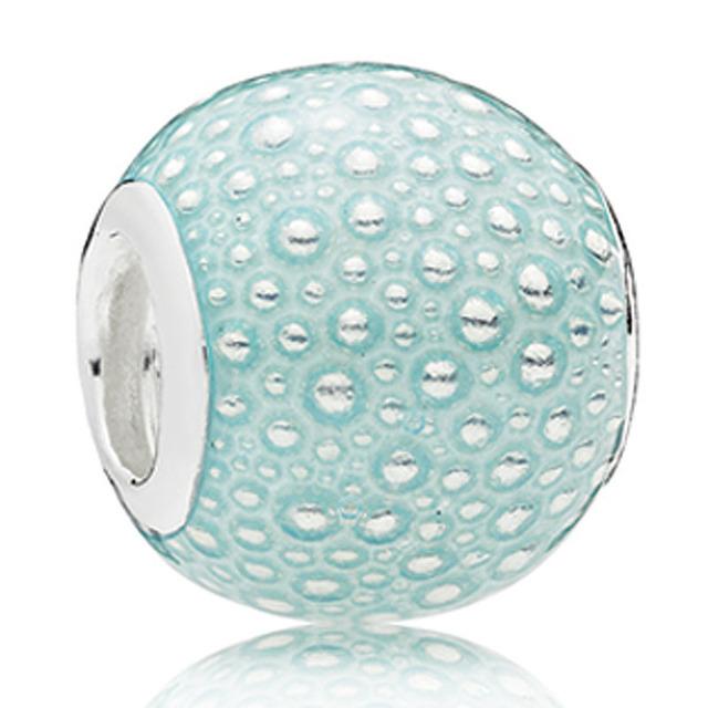 Wintry Delight Snowflake Ball Blue Swirls Pearlescent Dreams Charm S925 Sterling Silver Beads Fit Bracelet DIY Jewelry