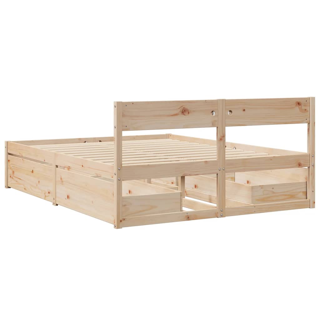 Solid Wood Bed Frame without Mattress 150 x 200 cm Pine Wood