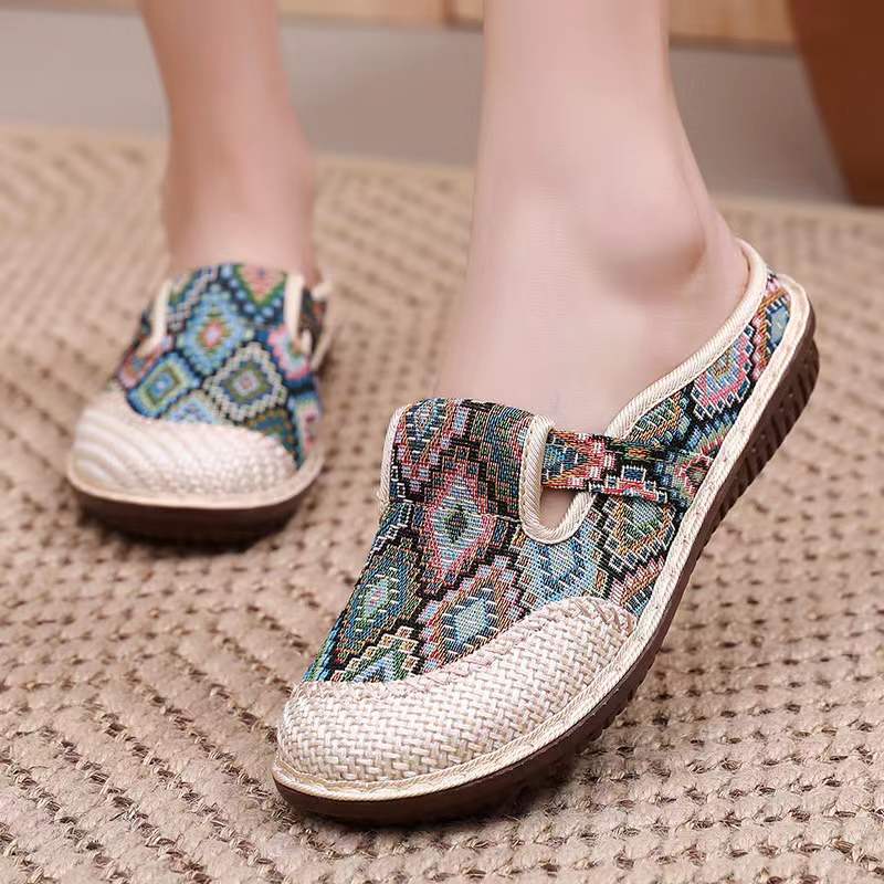 Order A Size Up Women's Casual Slip-On Flats, Breathable Fabric Upper with Rubber Sole, All-Season
