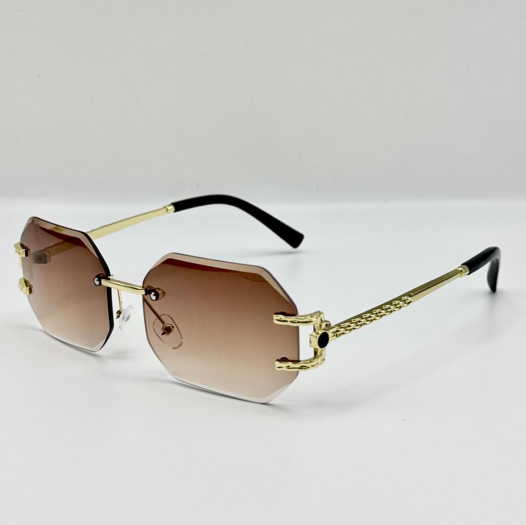 Vintage Sunglasses for Women Brand Designer Rimless Polygon Sun Glasses Fashion Shades Square Cutting Lens Frameless Eyeglasses