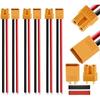 3 páry konektorů baterie XT30 se 100mm silikonovým vodičem 16AWG | Pro RC LiPo FPV dron | Odolné a flexibilní | Žluté